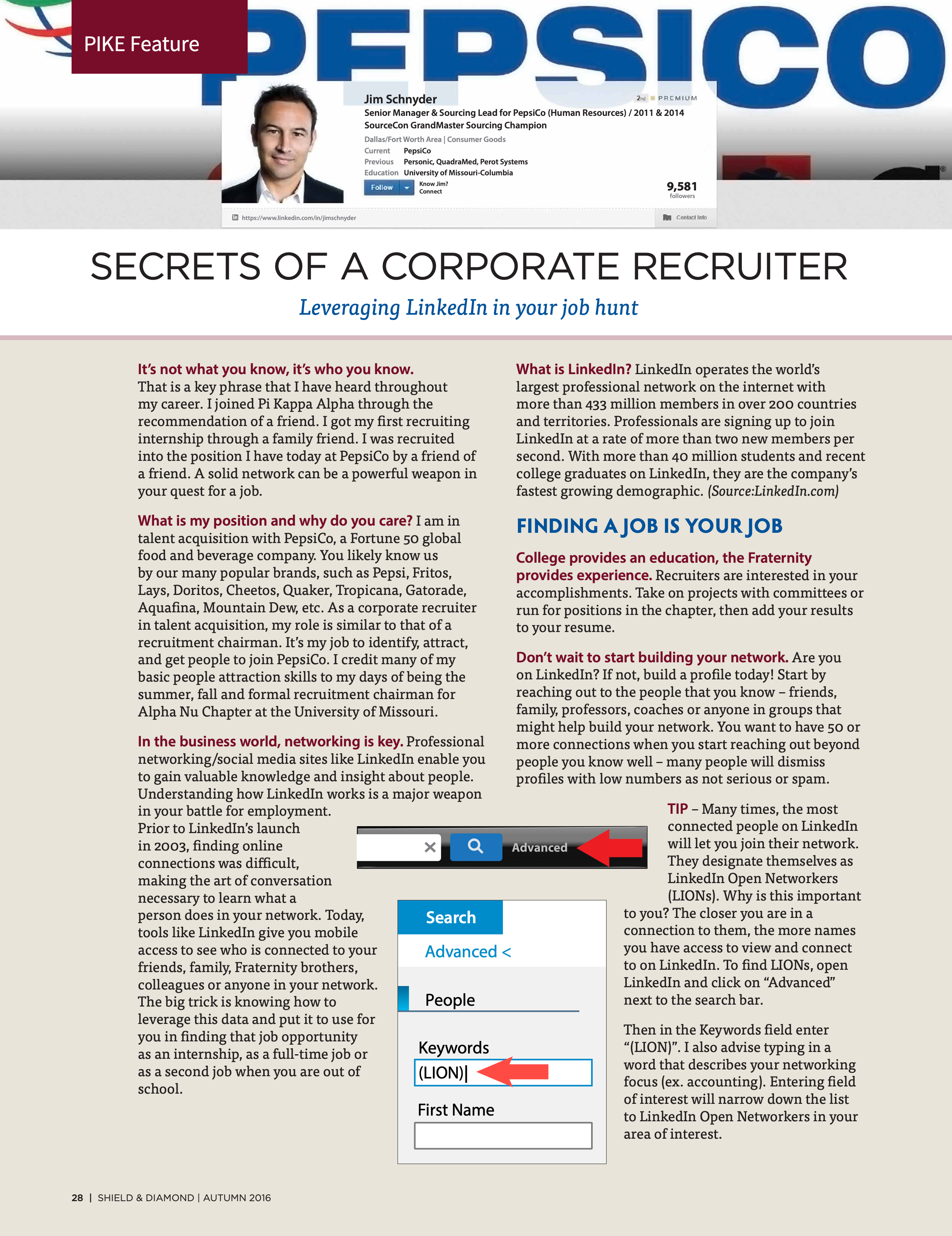 Pike Feature: Secrets of a Corporate Recruiter, Autumn 2016